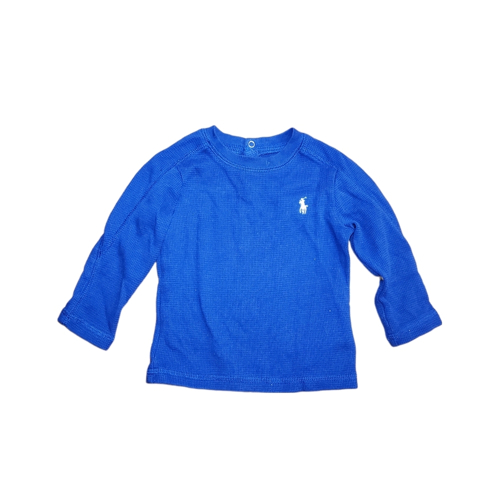 Ralph Lauren 9m Baby Royal Blue Waffle Thermal Long Sleeve Top